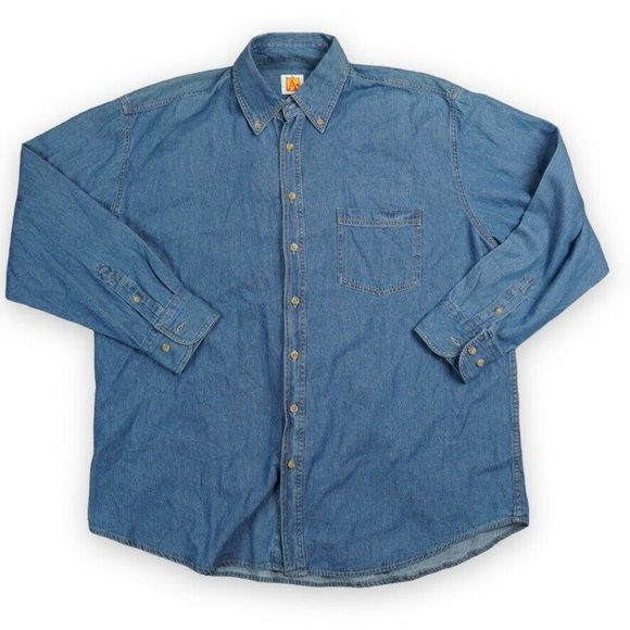 A+ by Sai Denim Shirt Mens Extra Large Long Sleeve Button Down 100% Cotton - Picture 1 of 6